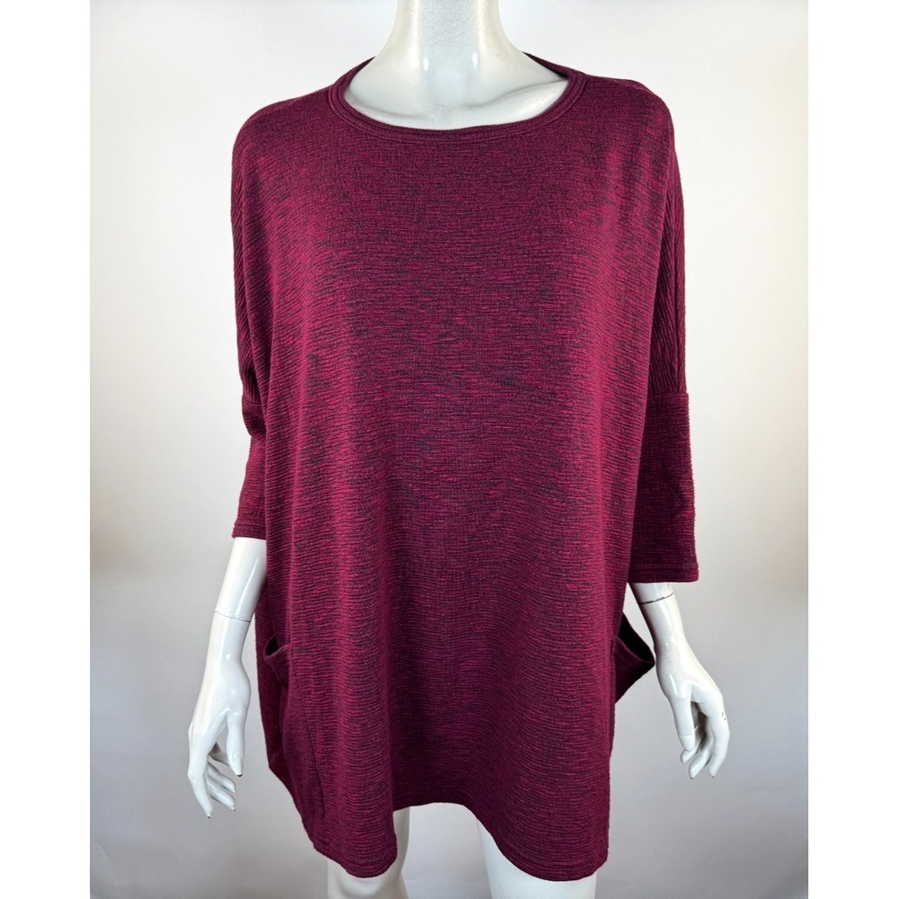Cut Loose Oversized Stretch‎ Jersey Tunic Top Women OS EUC Pockets Relaxed Shirt